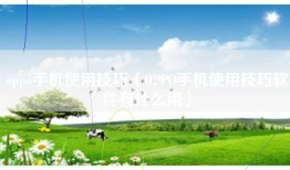 oppo手机使用技巧（OPPO手机使用技巧软件有什么用）