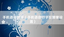 手机语音打字（手机语音打字在哪里设置）
