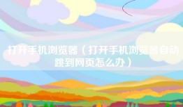 打开手机浏览器（打开手机浏览器自动跳到网页怎么办）