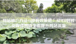 网站推广方法18种有效策略：从SEO到社交媒体营销全面提升网站流量