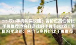 2024双11手机购买攻略：各价位高性价比手机推荐适合打游戏的手机「2024双11手机购买攻略：各价位高性价比手机推荐」